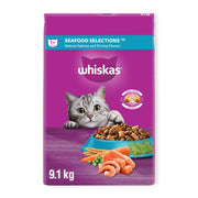 Whiskas Seafood Selections Dry Cat Food, Salmon and Shrimp, 9.1 kg