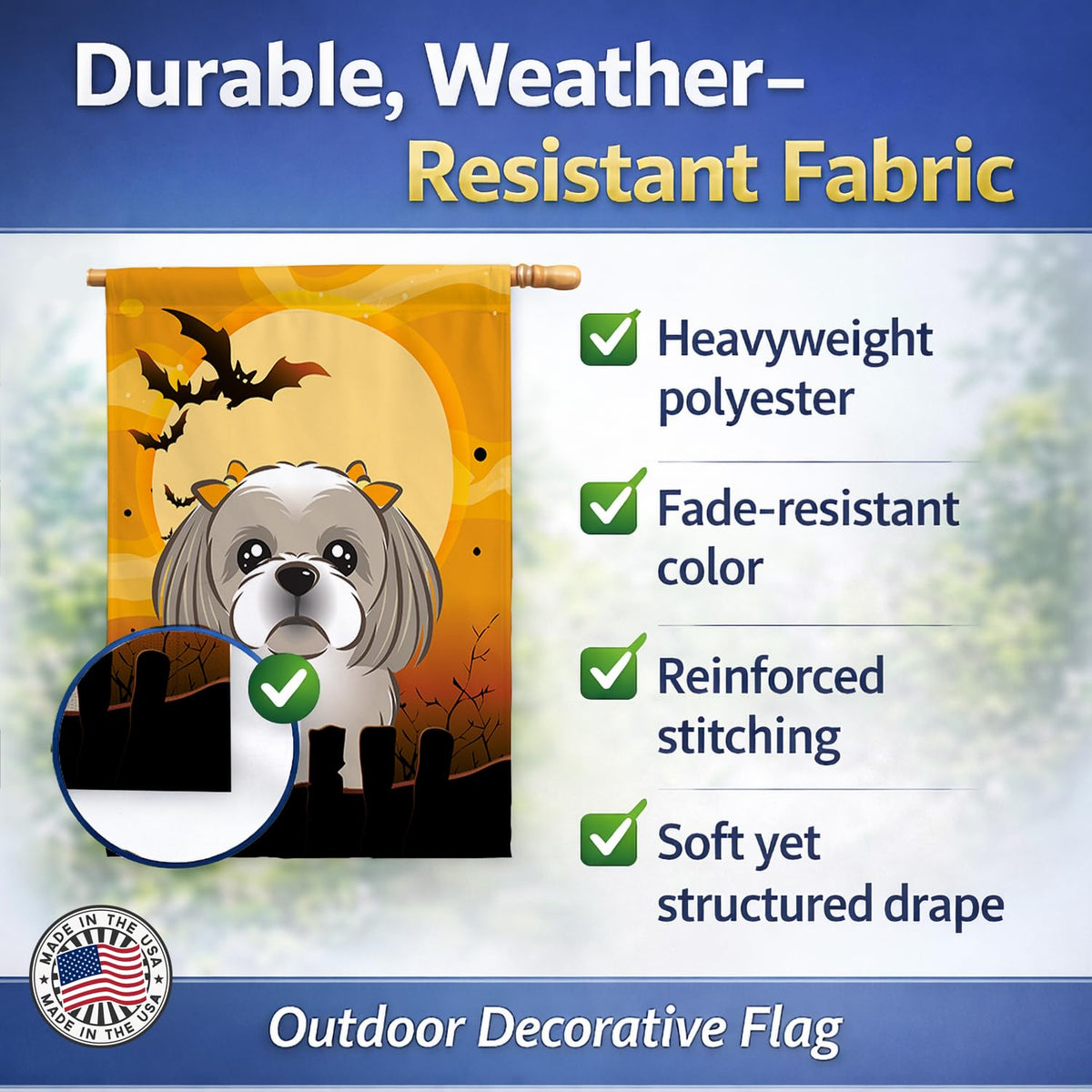 Caroline's Treasures BB1808CHF Gray Silver Shih Tzu Flag, Large