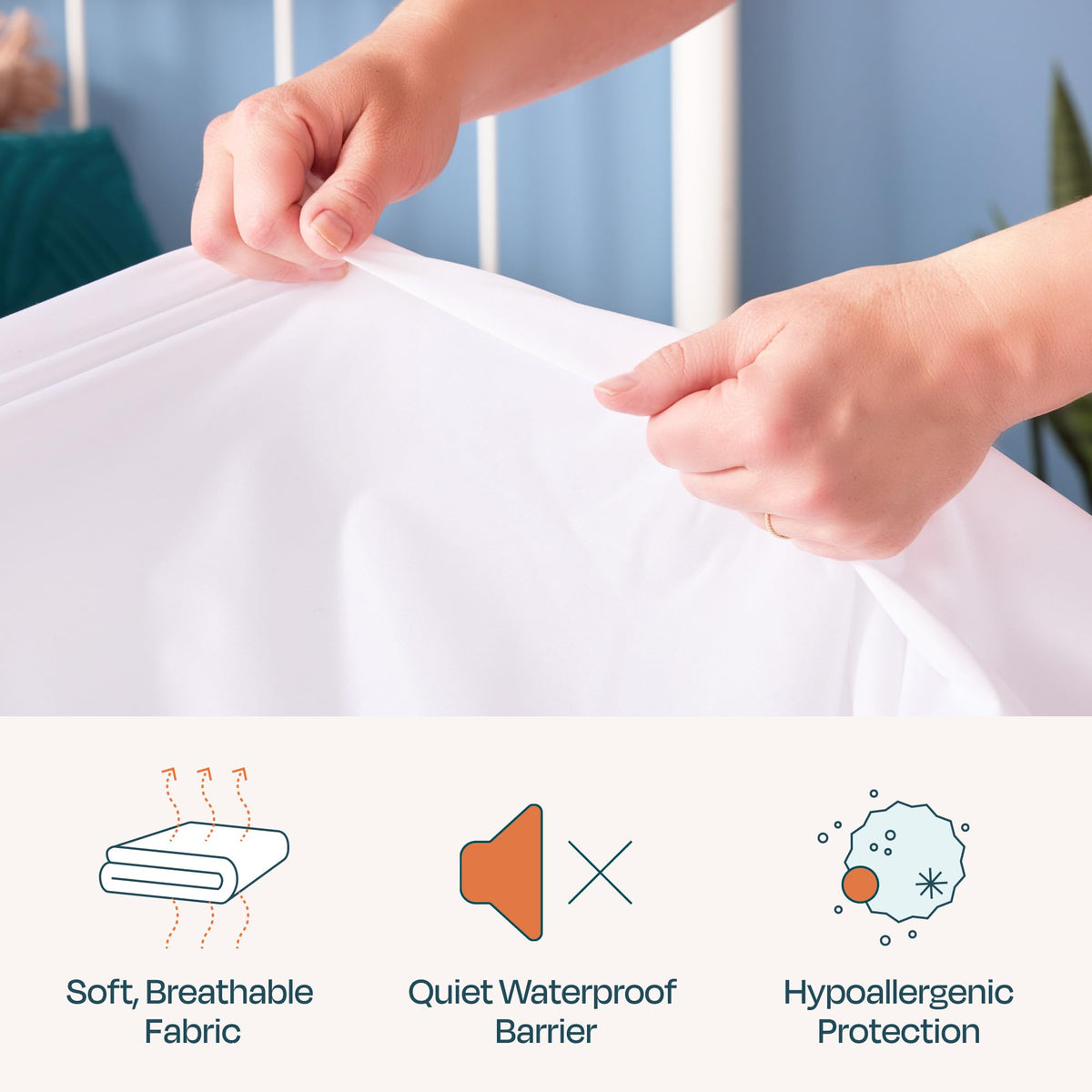 Linenspa Zippered Waterproof Mattress Encasement, Full, White