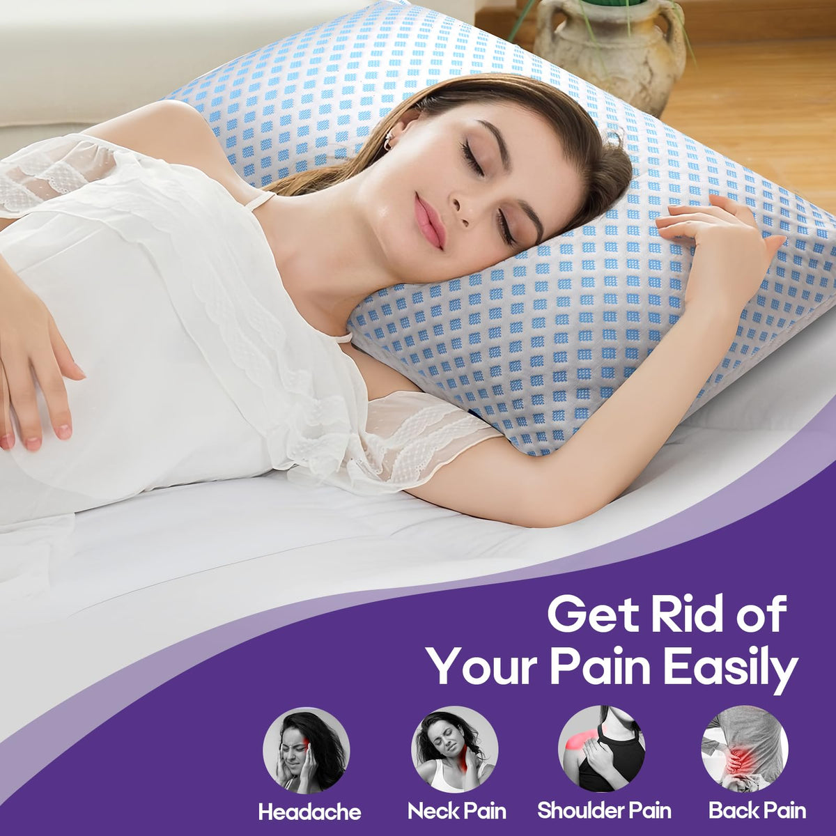 Cooling Memory Foam Pillows, Queen Size, 2 Pack, 20x30In