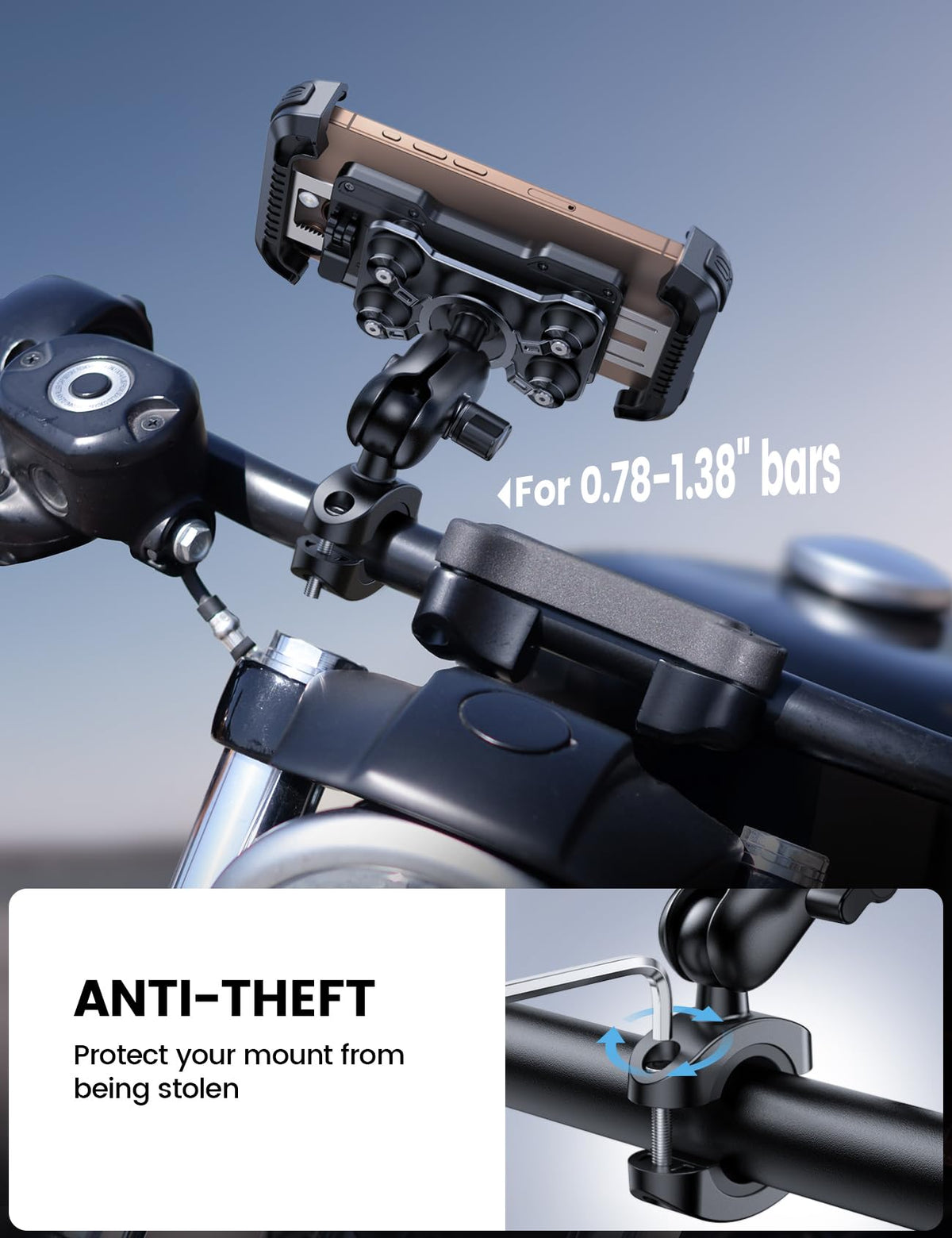 Lamicall Motorcycle Phone Mount with Vibration Dampener