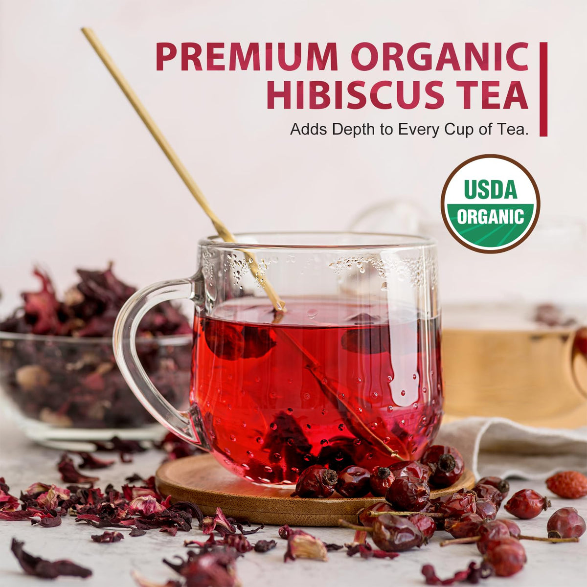 Soeos Organic Dried Hibiscus Flowers Tea, 1 lb
