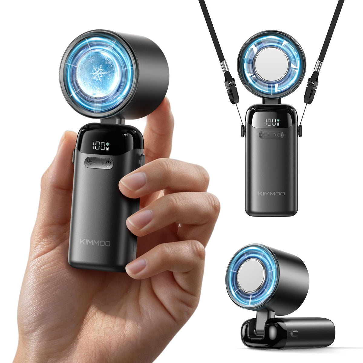 KIMMOO Portable Handheld Turbo Fan with Ice Cooler
