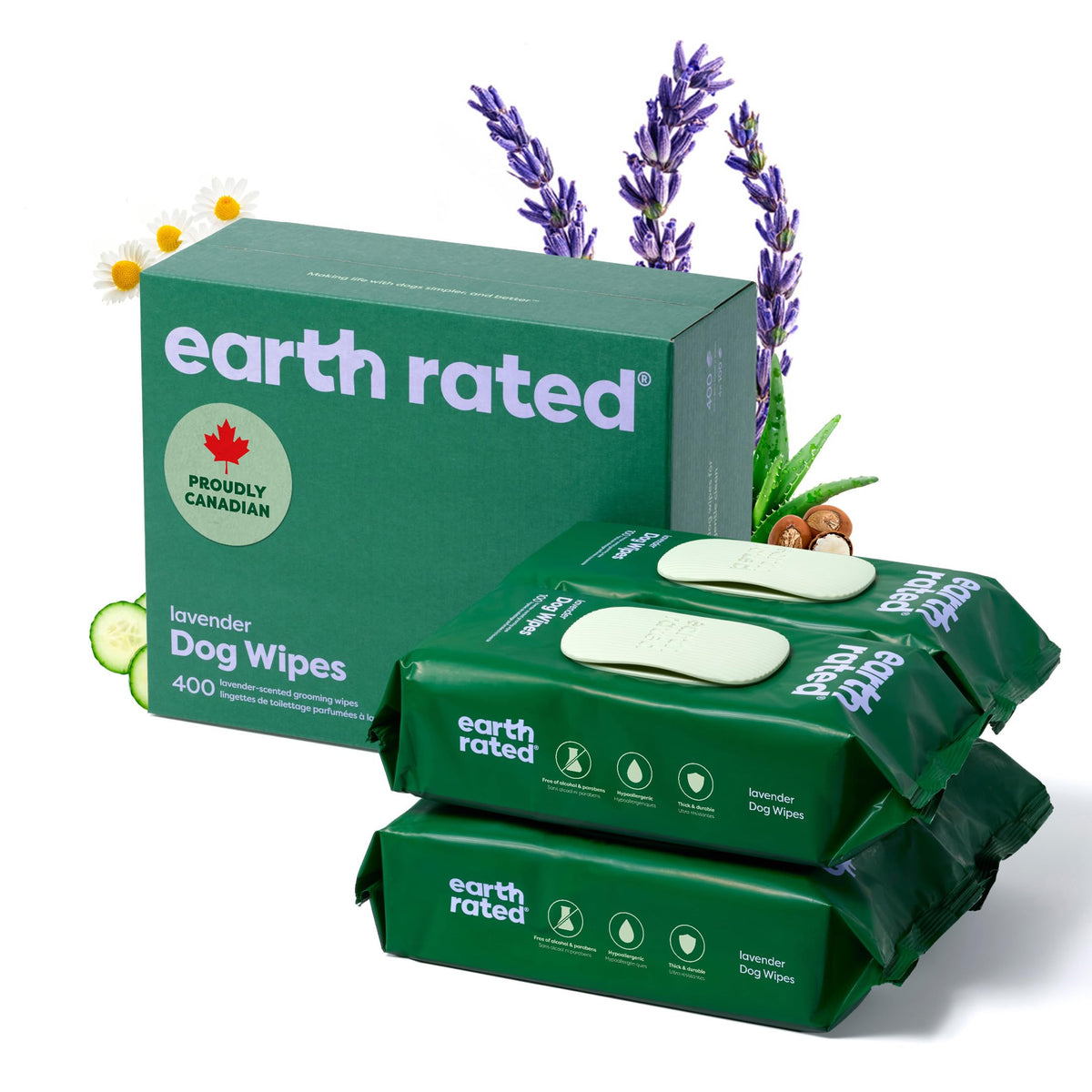 Earth Rated Lavender Scented Dog Wipes, 400 Count