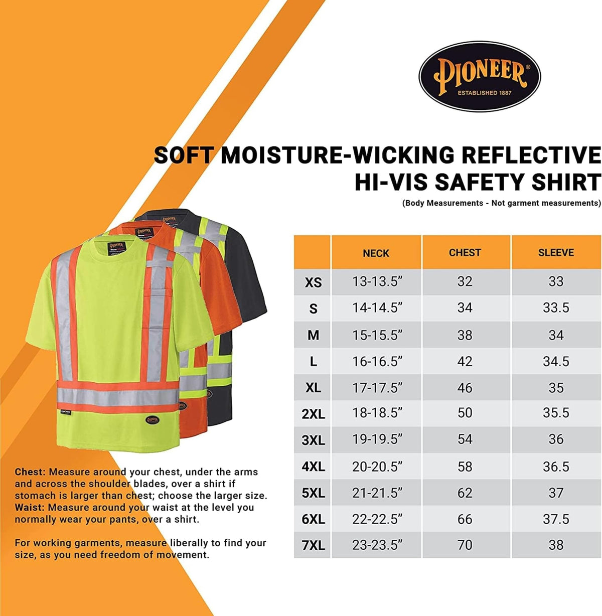 Pioneer High Vis Safety T-Shirt for Men, Class 1