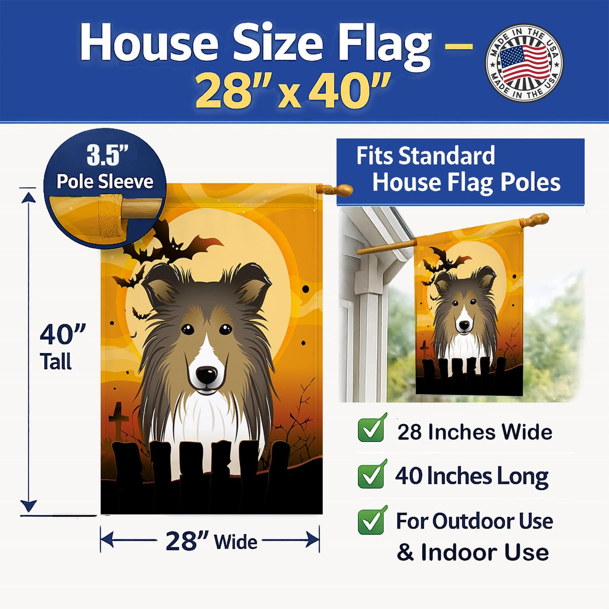 Caroline's Treasures BB1800CHF Sheltie Flag, Large