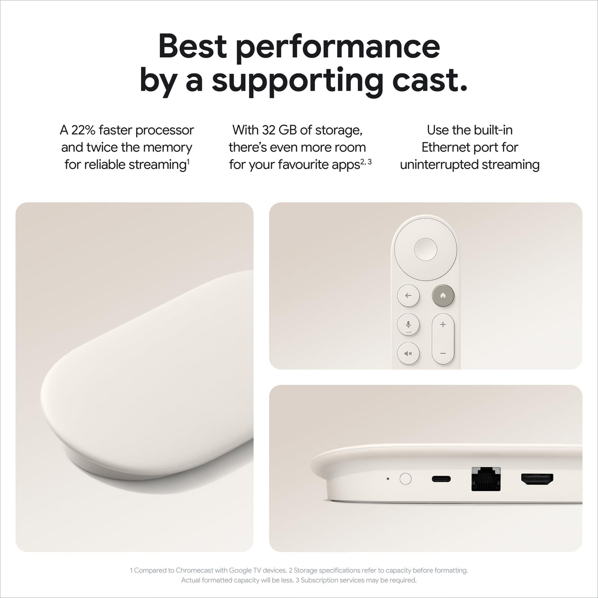 Google TV Streamer 4K with Voice Remote, 32 GB, Porcelain