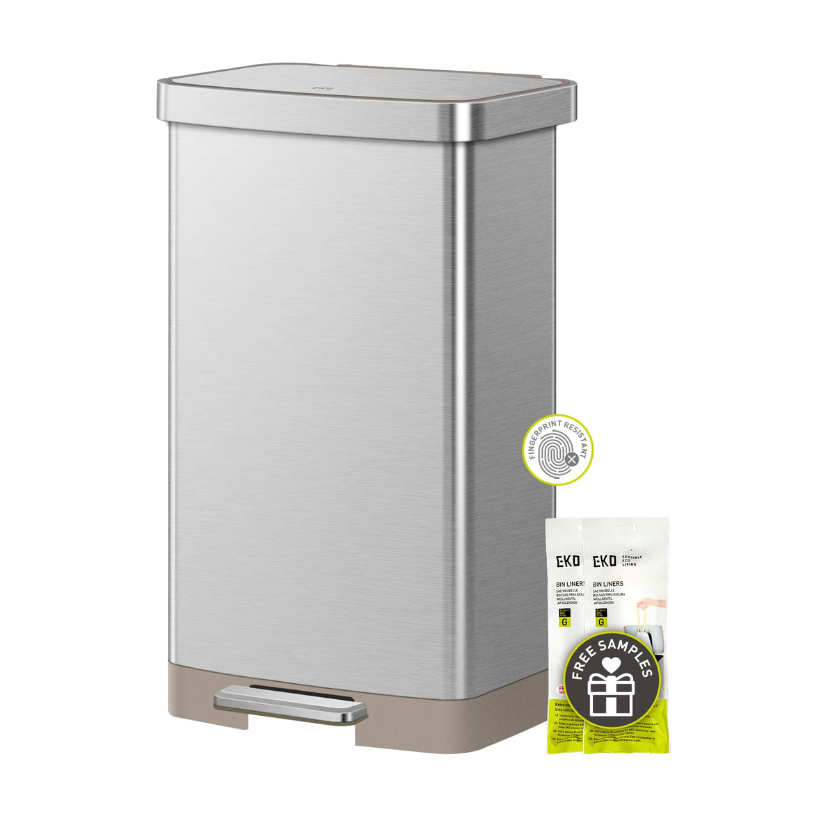 EKO Hudson Matte Stainless Step Trash Can, 75 L (20 Gal)