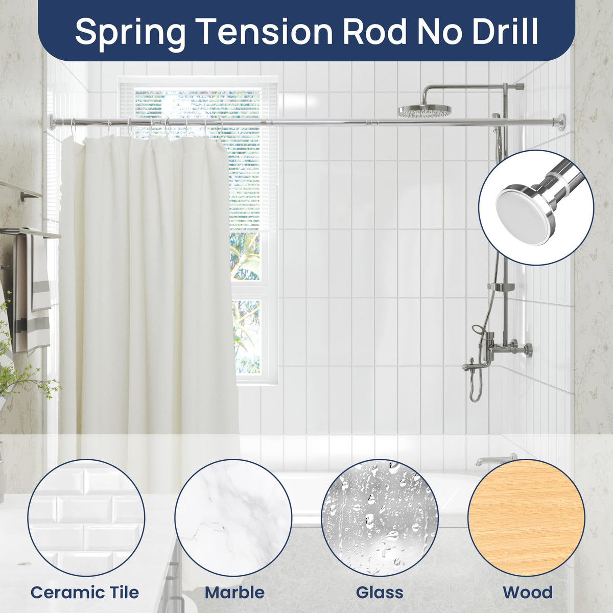 ENJOYBASICS Tension Shower Curtain Rod, 30-76 Inch, Chrome