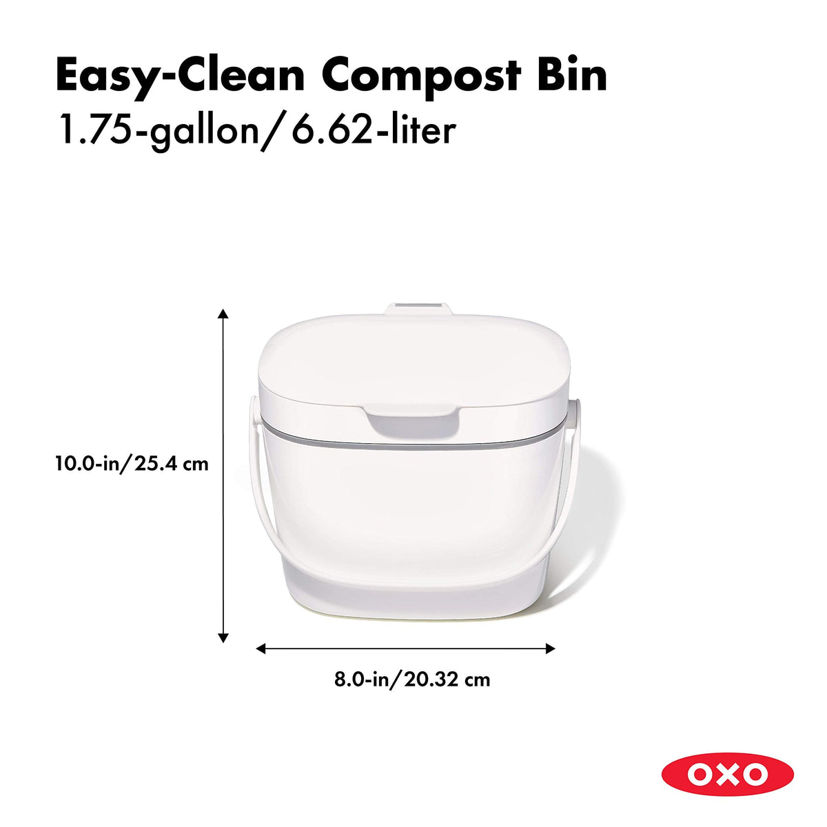 OXO Good Grips Easy-Clean Compost Bin, White, 1.75 Gal/6.62 L