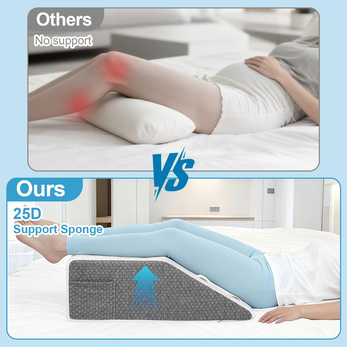Ceecysaa Leg Elevation Pillow for Bed, 20 cm, High-Density Foam