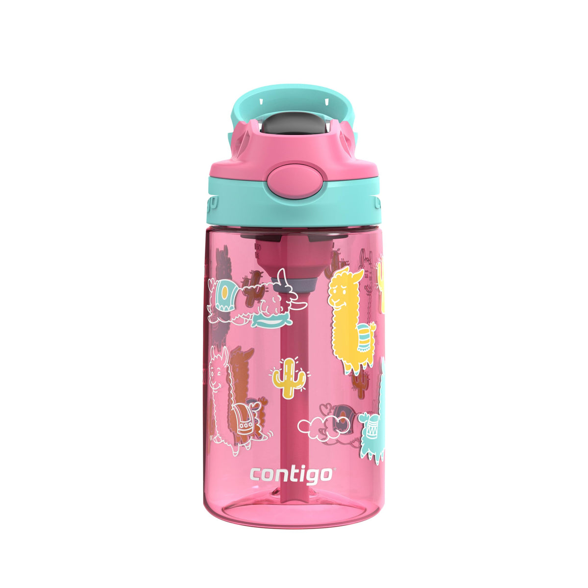 Contigo Kids Aubrey Straw Water Bottle, 14 oz, Azalea Jade Llama