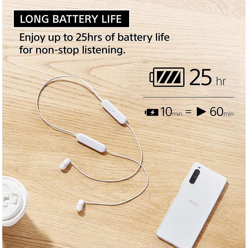 Sony WI-C100 Wireless In-Ear Bluetooth Headphones, White