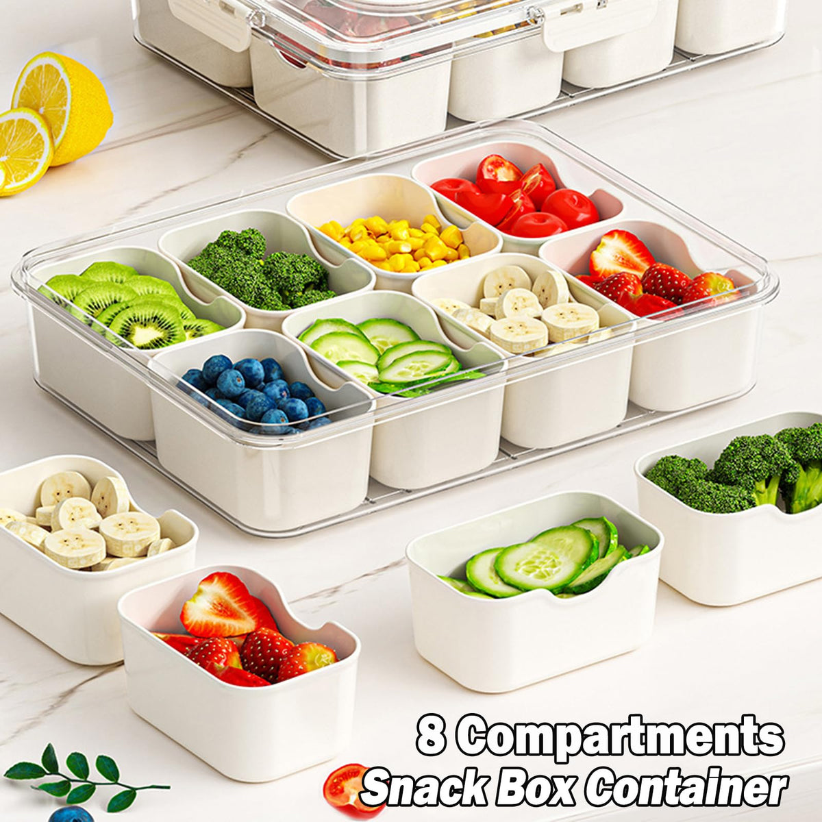 KIGITIONE Divided Snackle Box Serving Tray, 8 Compartments