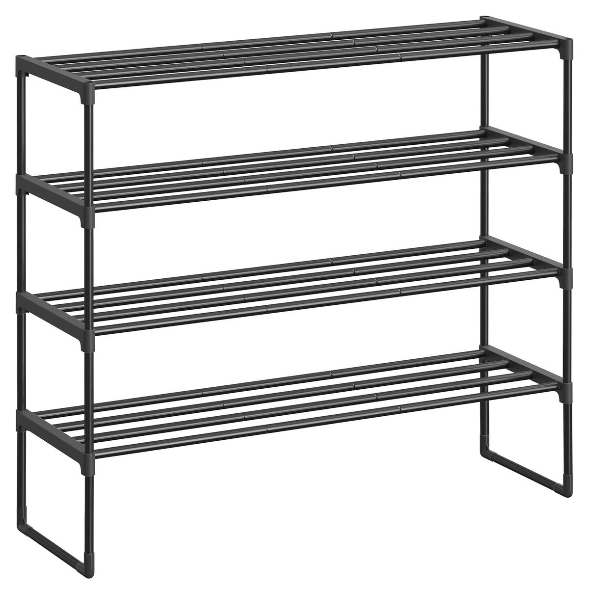 SONGMICS 4-Tier Stackable Shoe Rack, Black ULSA14BK