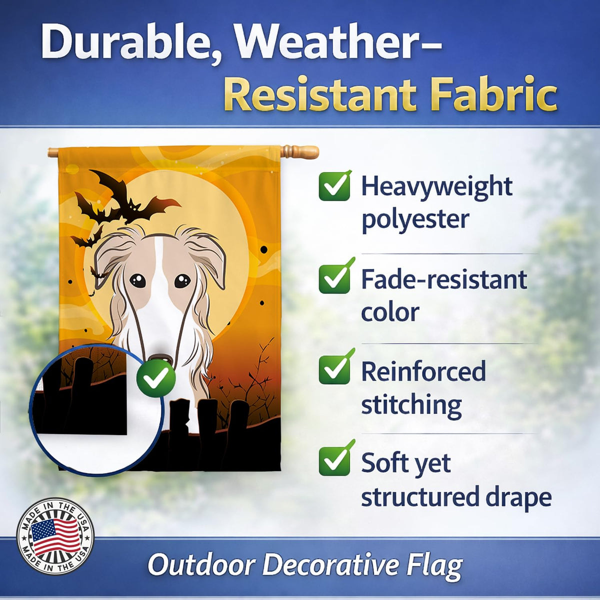 Caroline's Treasures BB1786CHF Borzoi Flag, Large