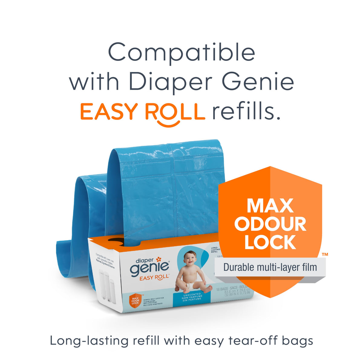 Diaper Genie Signature Pail Gift Set with Refill, 30 Bags, White