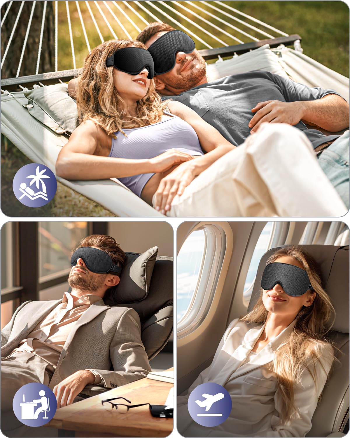 WAOAW 3D Contoured Blackout Sleep Mask, Black