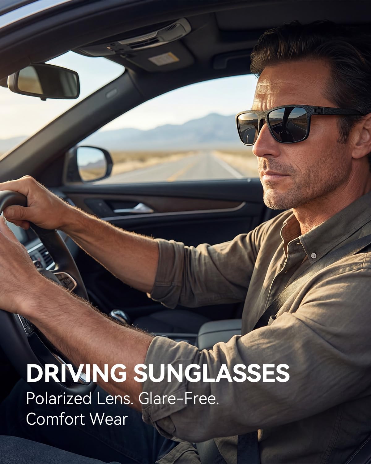 Qally Polarized Sunglasses for Men, Black/Dark Green/Tawny
