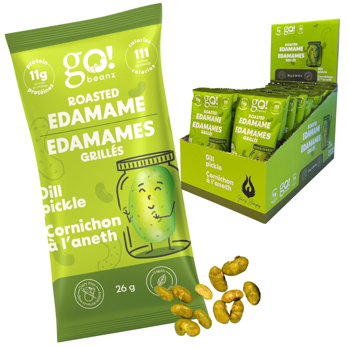 GoBeanz Crunchy Roasted Edamame, Dill Pickle, 20 x 26 g
