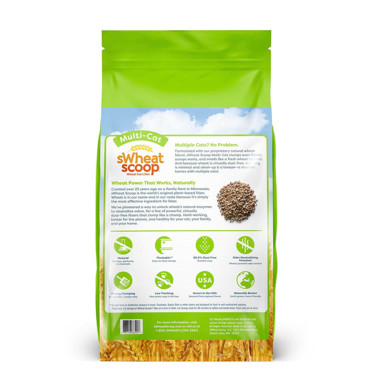 sWheat Scoop Natural Wheat Multi-Cat Litter, 25 Pound Bag