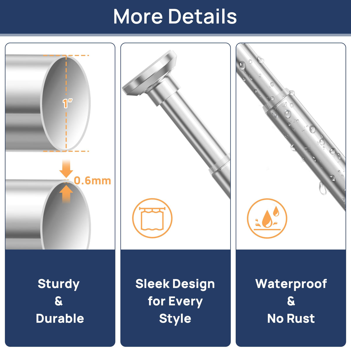 ENJOYBASICS Tension Shower Curtain Rod, 30-76 Inch, Chrome