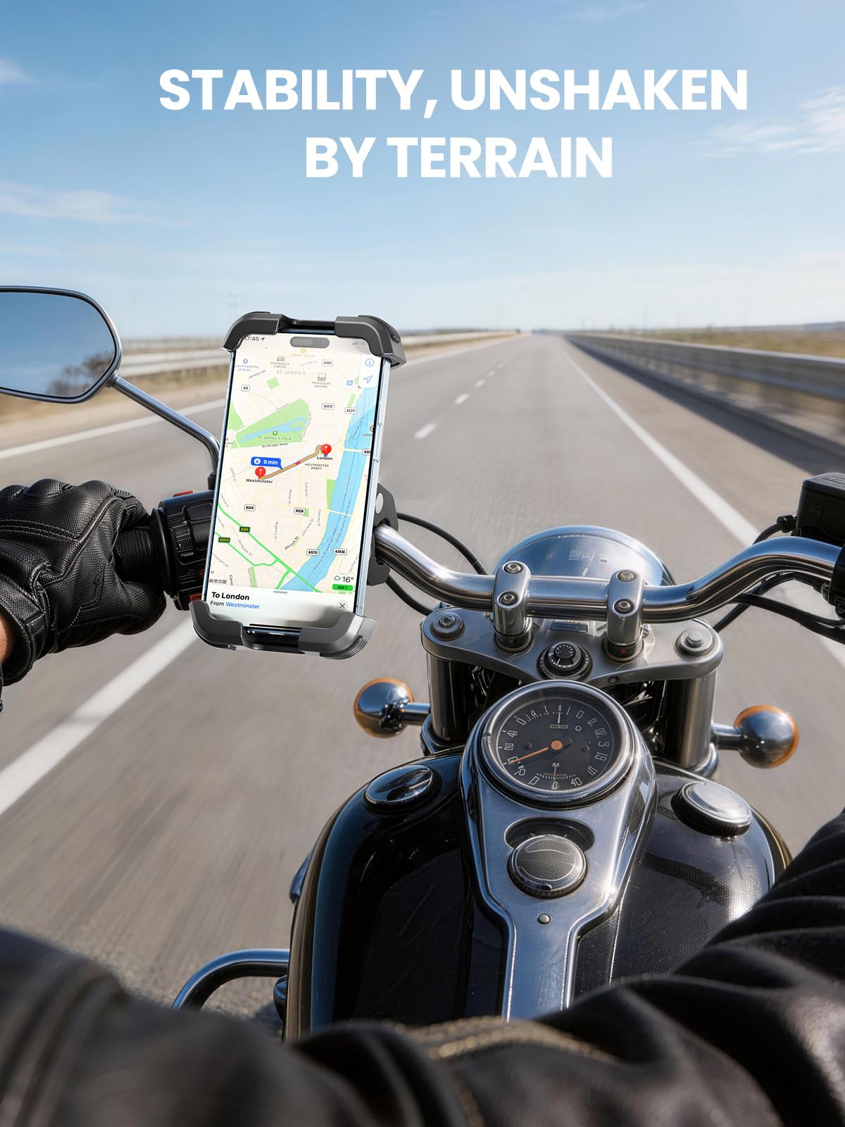 Tounee Bike Phone Mount with Dual Vibration Dampener, Black