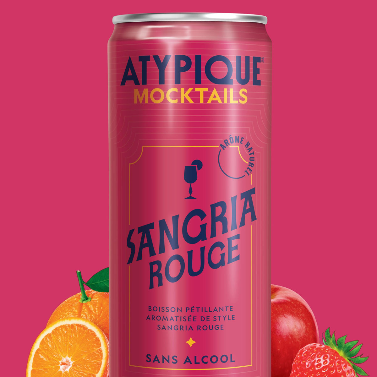 Atypique Mocktails Non-Alcoholic Cocktail, Red Sangria, 355 mL, 12 Ct