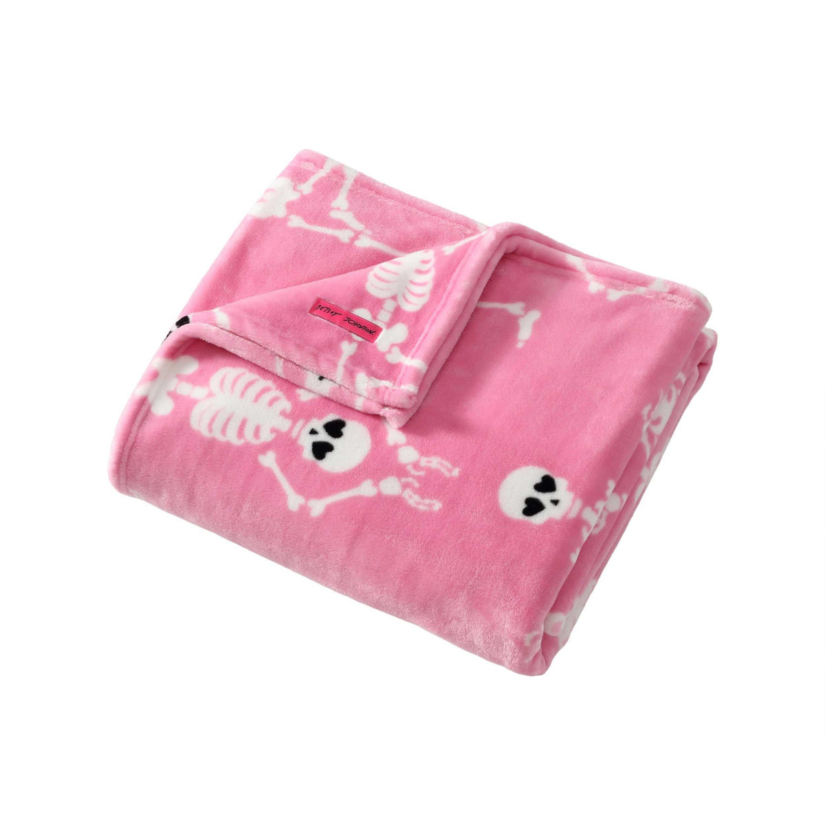 Betsey Johnson Blanket, Yoga Skeleton Pink, 50x70 Inch