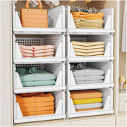 SNSLXH Foldable Stackable Closet Organizer Boxes, White (5 Pack)