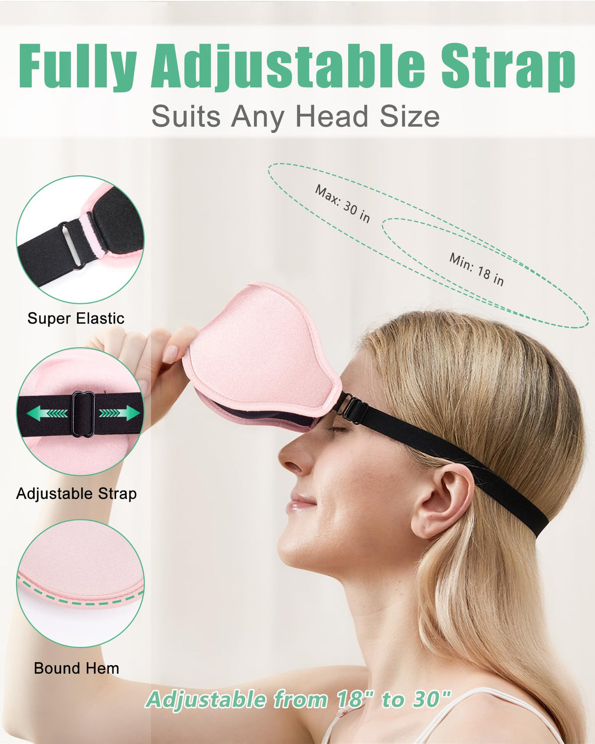 Blackout Sleep Mask for Women and Men, 2 Pack, Black and Pink