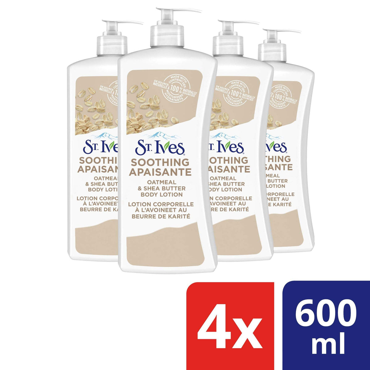 St. Ives Soothing Oatmeal & Shea Butter Body Lotion, 4 x 600 mL