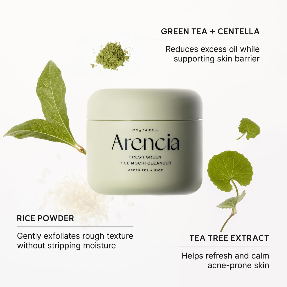 Arencia Green Rice Mochi Face Cleanser, 120 g