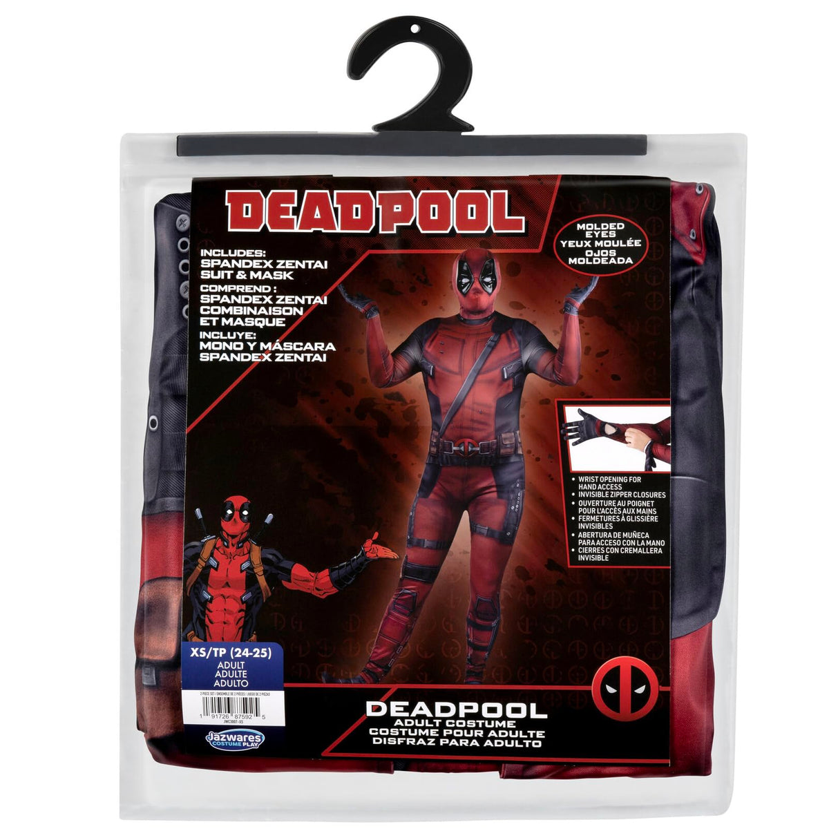Marvel Deadpool Adult Deluxe Zentai Costume, XXS