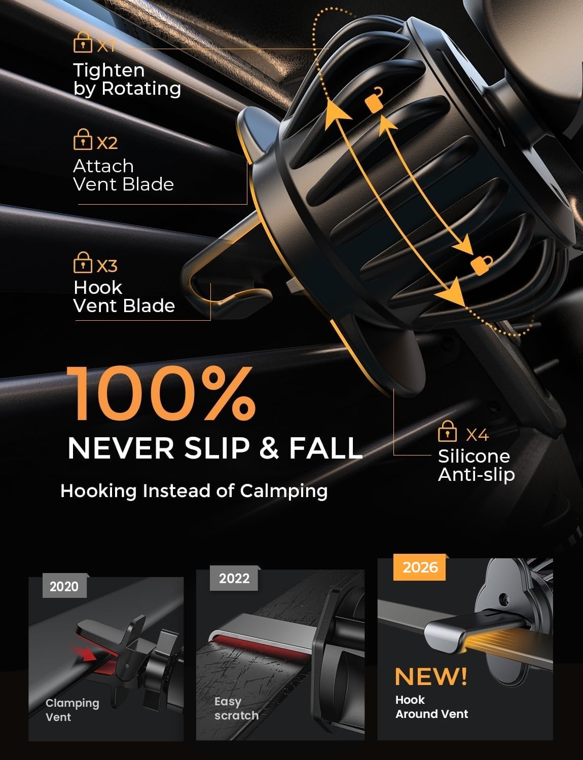AINOPE Phone Holder for Car Vent, Auto Lock