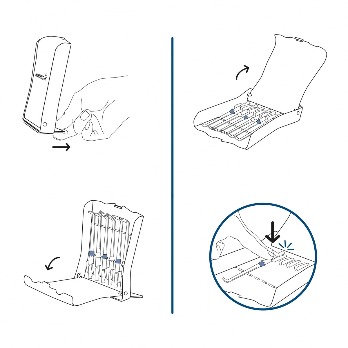 Waterpik Water Flosser Replacement Tips with Storage Case, 6 Count