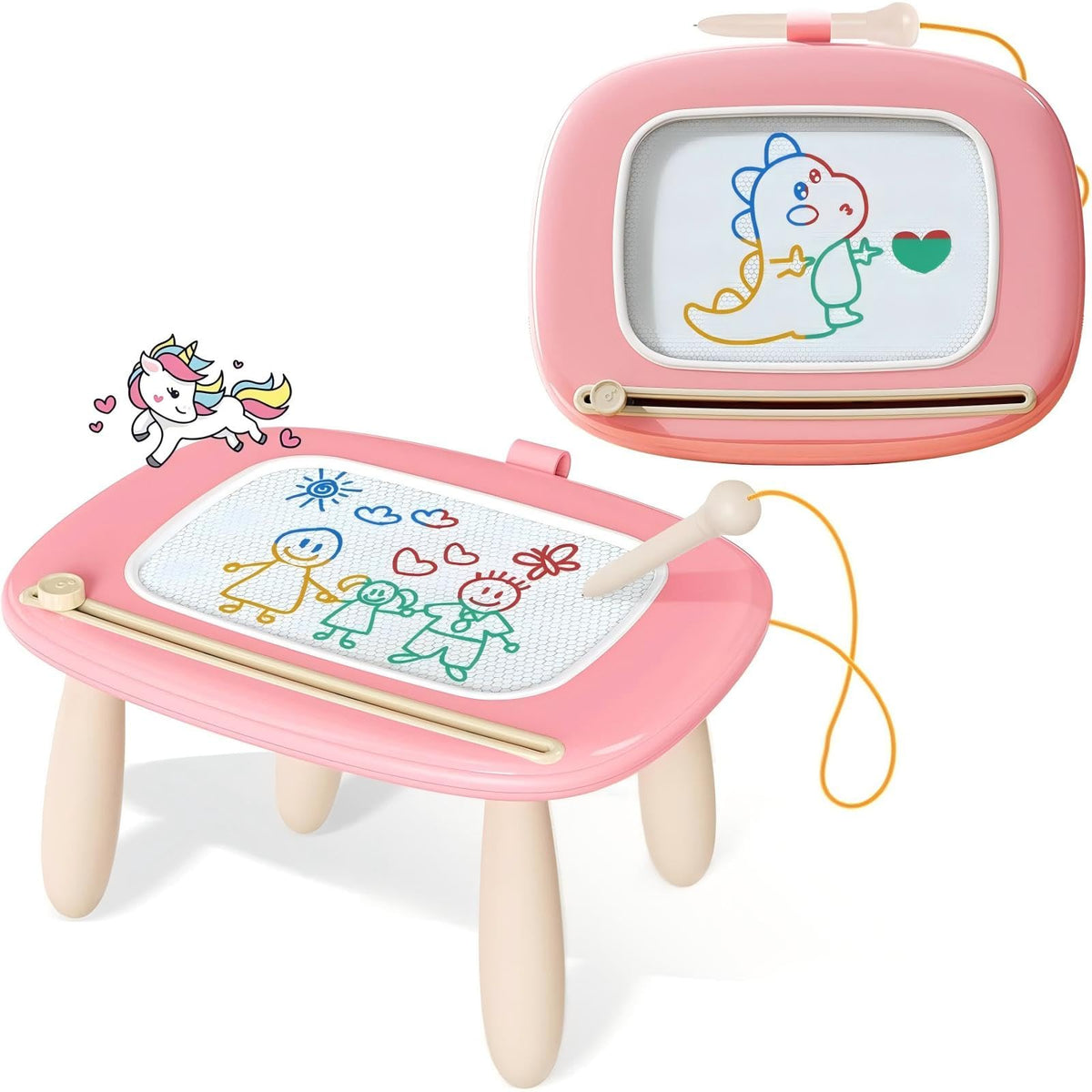 Kikidex Magnetic Drawing Board for Toddlers, Soft Pink