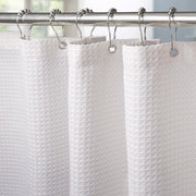 Waffle Weave Fabric Shower Curtain with Hooks, 72" x 72", White