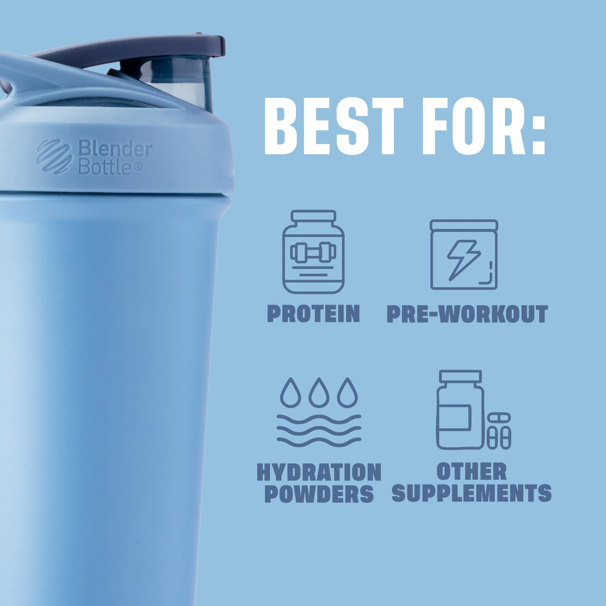 BlenderBottle Strada Sleek Insulated Bottle, 25 oz, Dusty Blue
