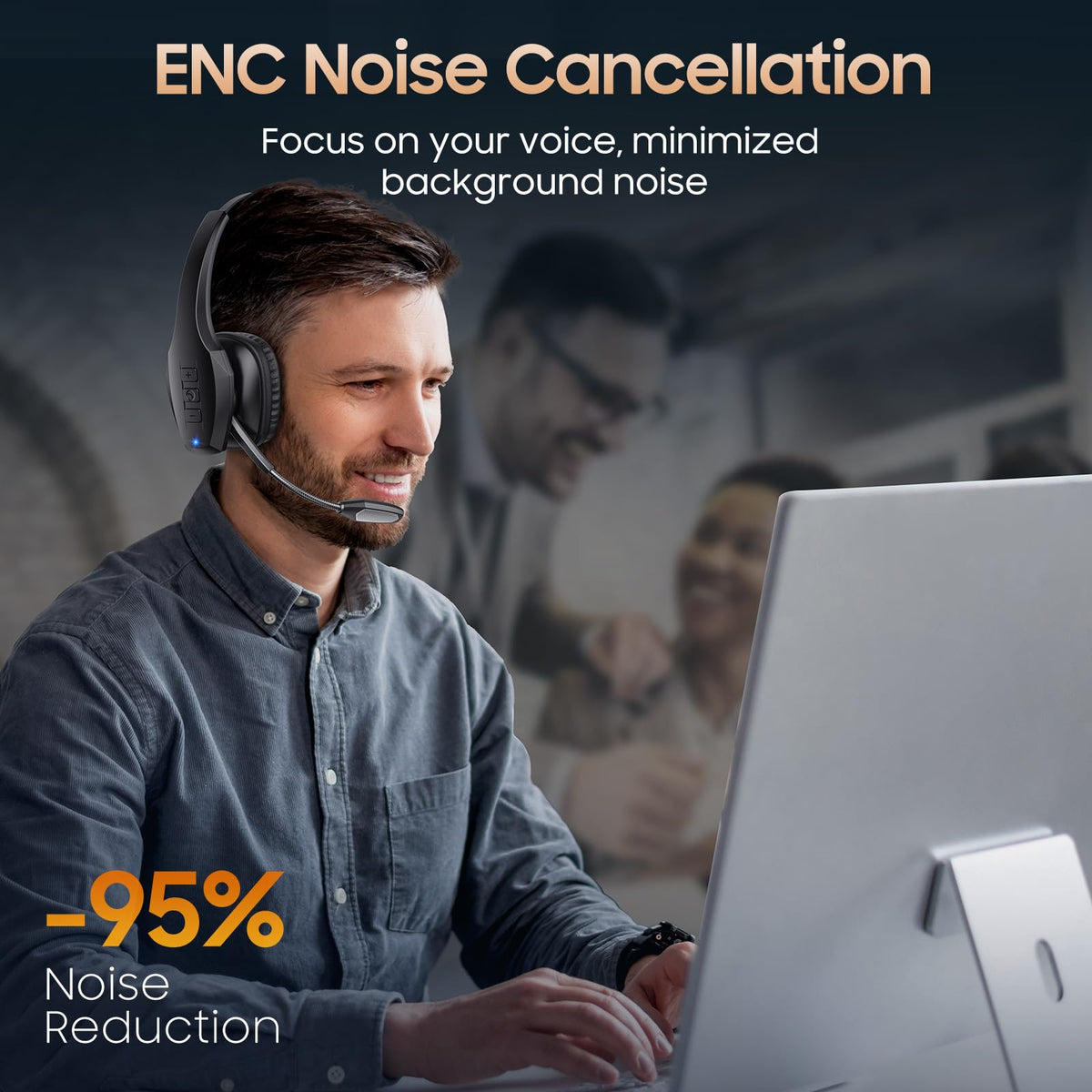Bluetooth Trucker Headset with Microphone, Noise Cancelling, On-Ear