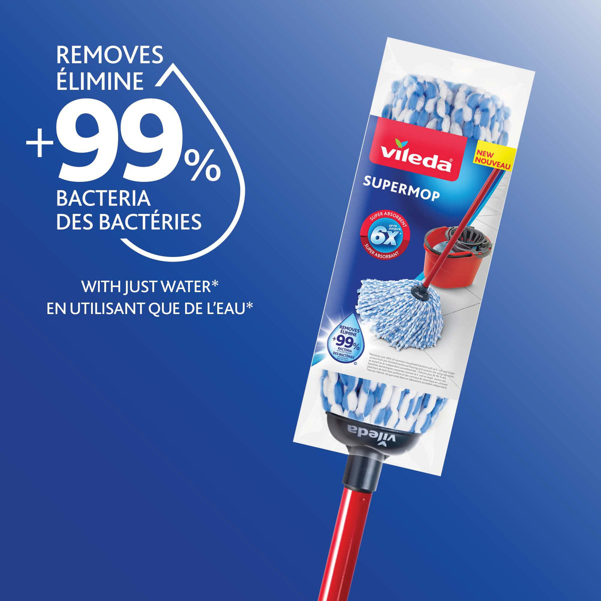 Vileda SuperMop and Bucket Set with 1 Extra Refill