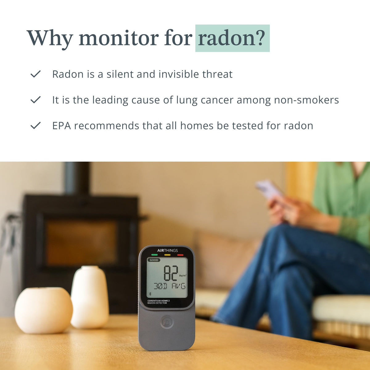 Airthings 325 Corentium Home 2 Smart Digital Radon Detector