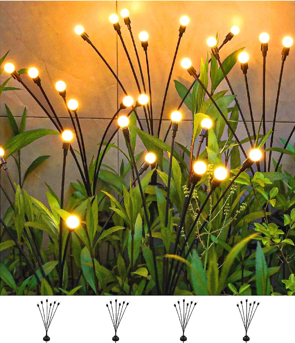 SIOTMERA 4 Count Solar Garden Lights, Outdoor Waterproof IPX5
