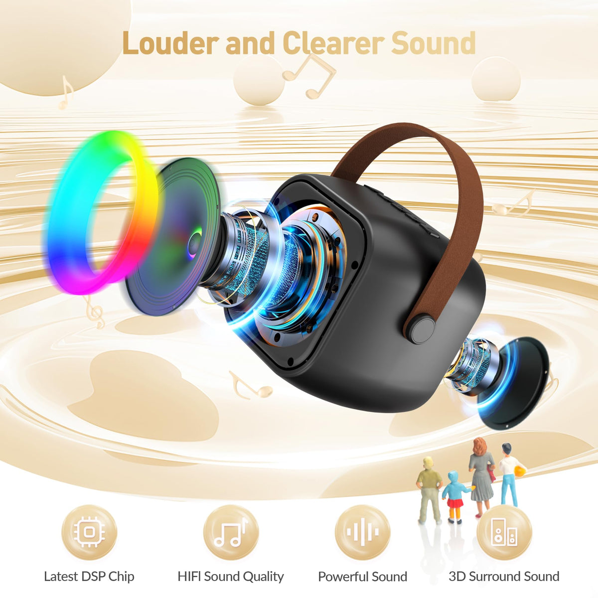 BEILIHART Mini Karaoke Machine with 2 Wireless Microphones
