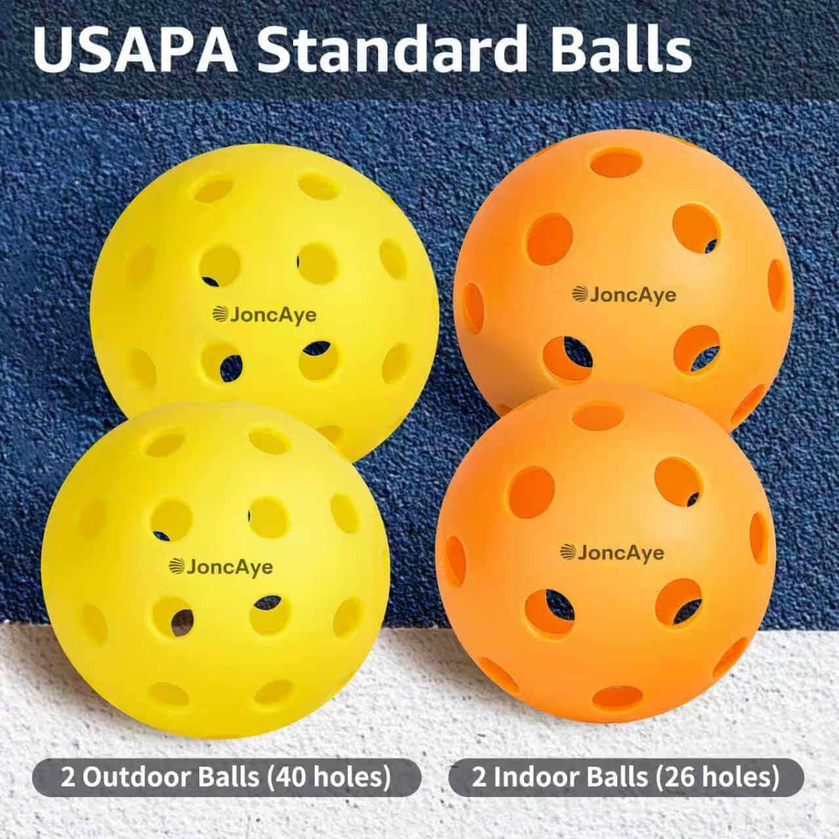 JoncAye Graphite Pickleball Paddle Set of 2 with Balls & Bag