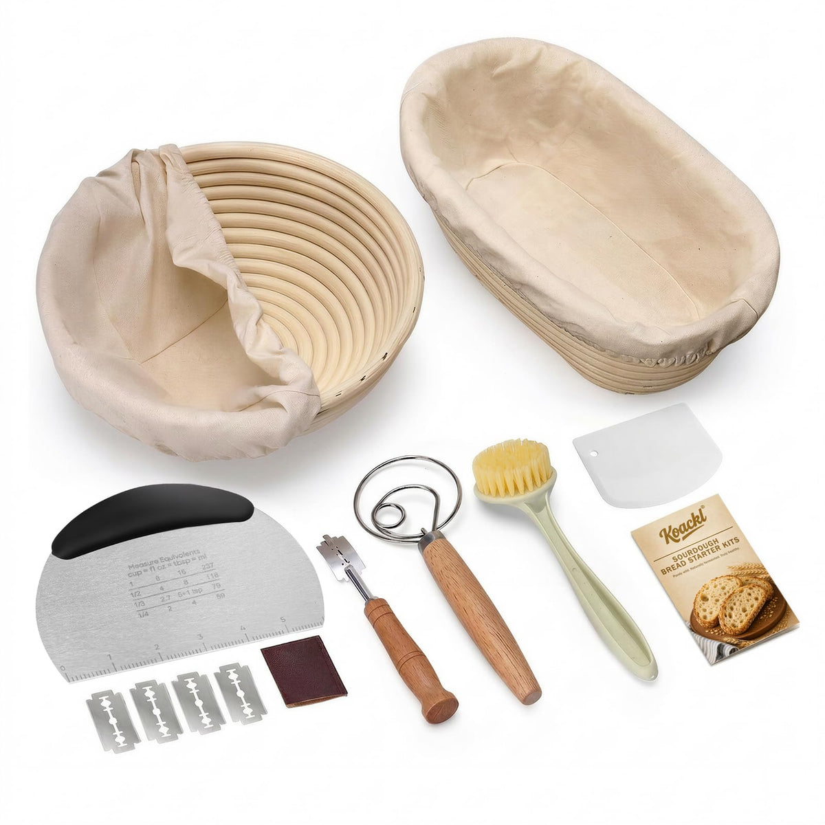 Koackl Sourdough Bread Starter Kit with Banneton Proofing Baskets