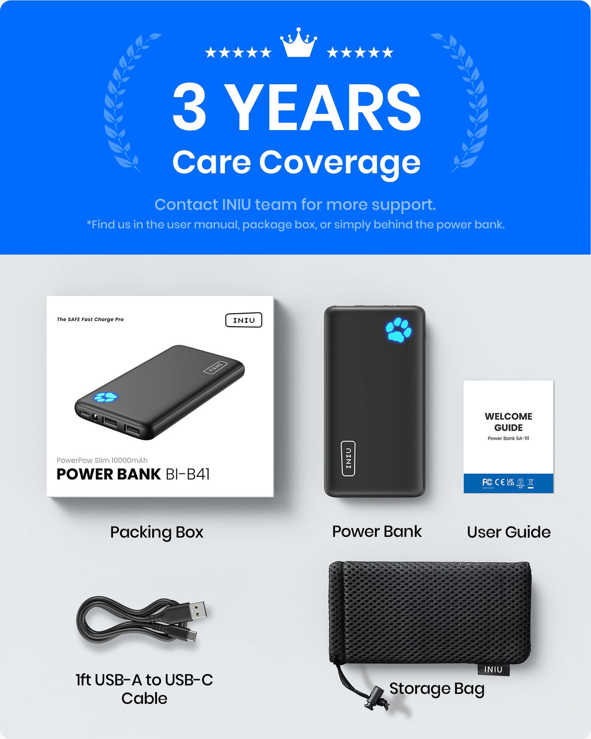 INIU Slim Power Bank, 10000mAh