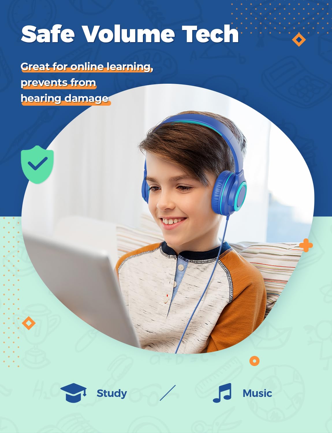 iClever HS22 Kids Wired Headphones with Sharing Splitter, 2 Pack