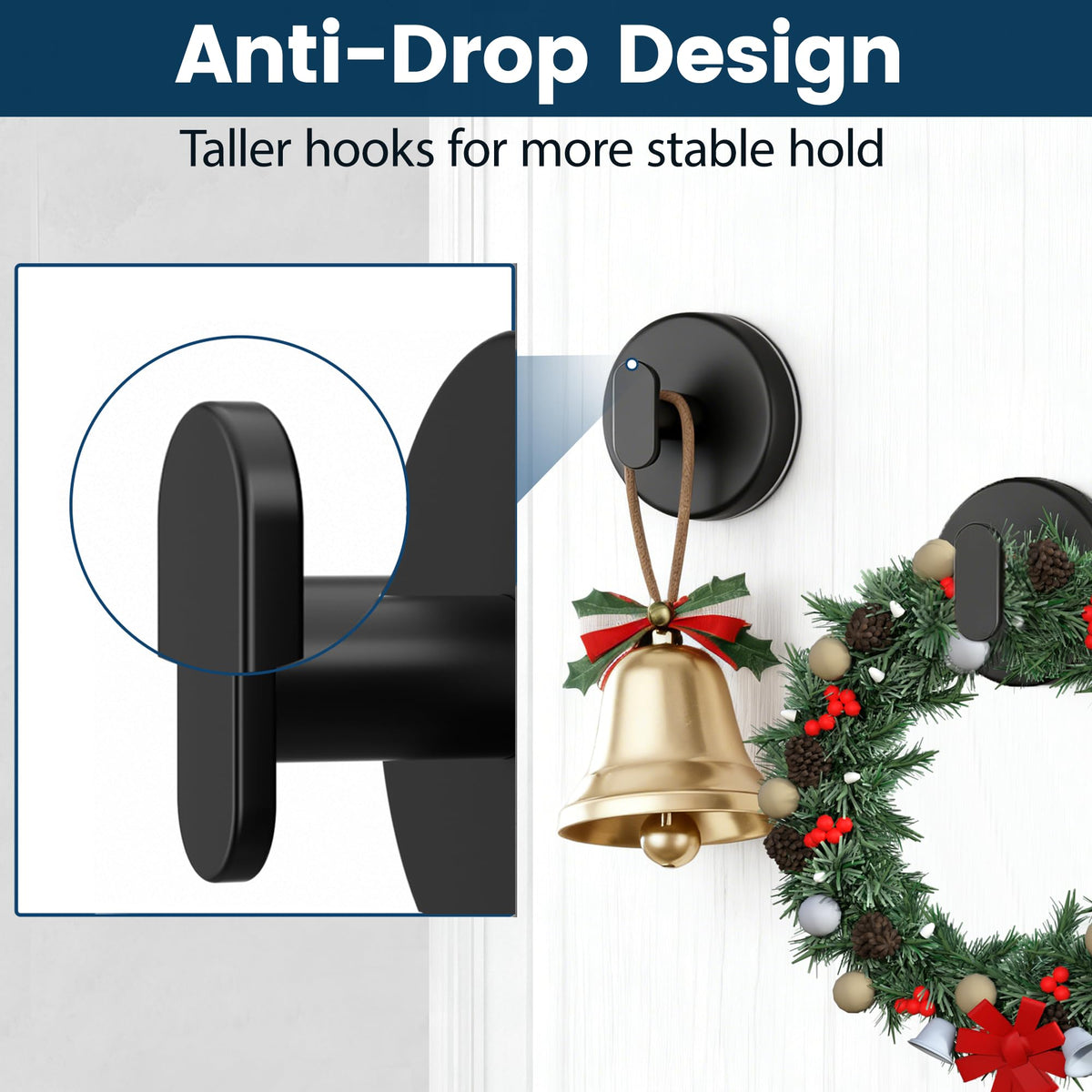 Suction Cup Shower Hooks, Matte Black (4 Pack)