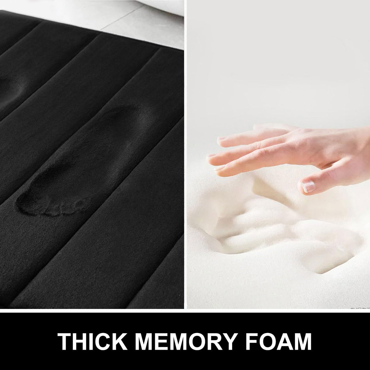 OLANLY Memory Foam Bath Mat, 16" x 24", Black